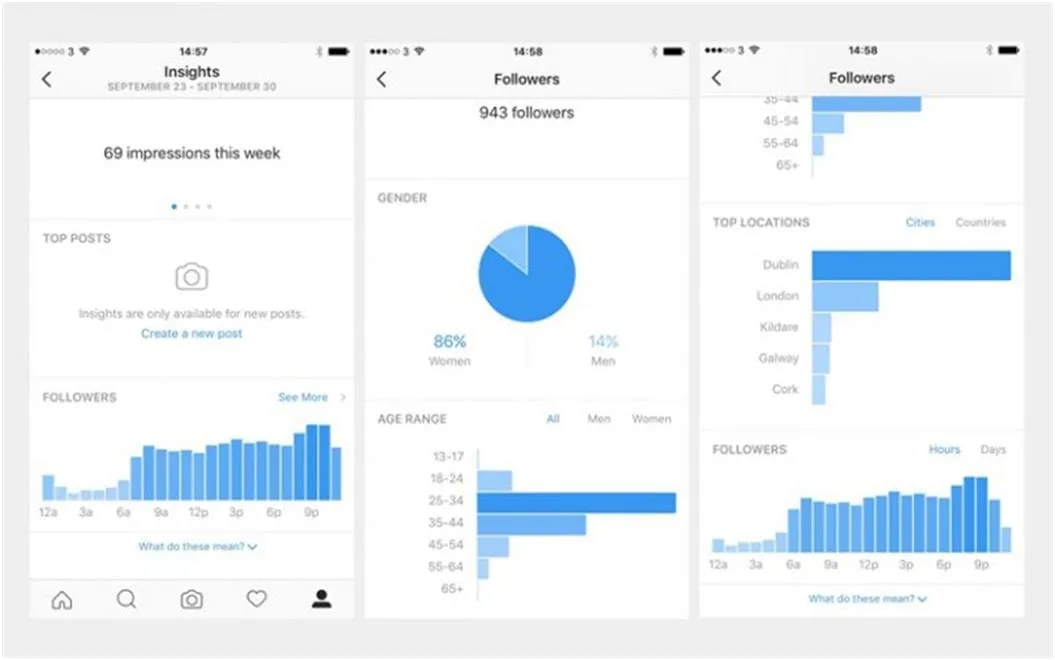 instagram analytics screenshots