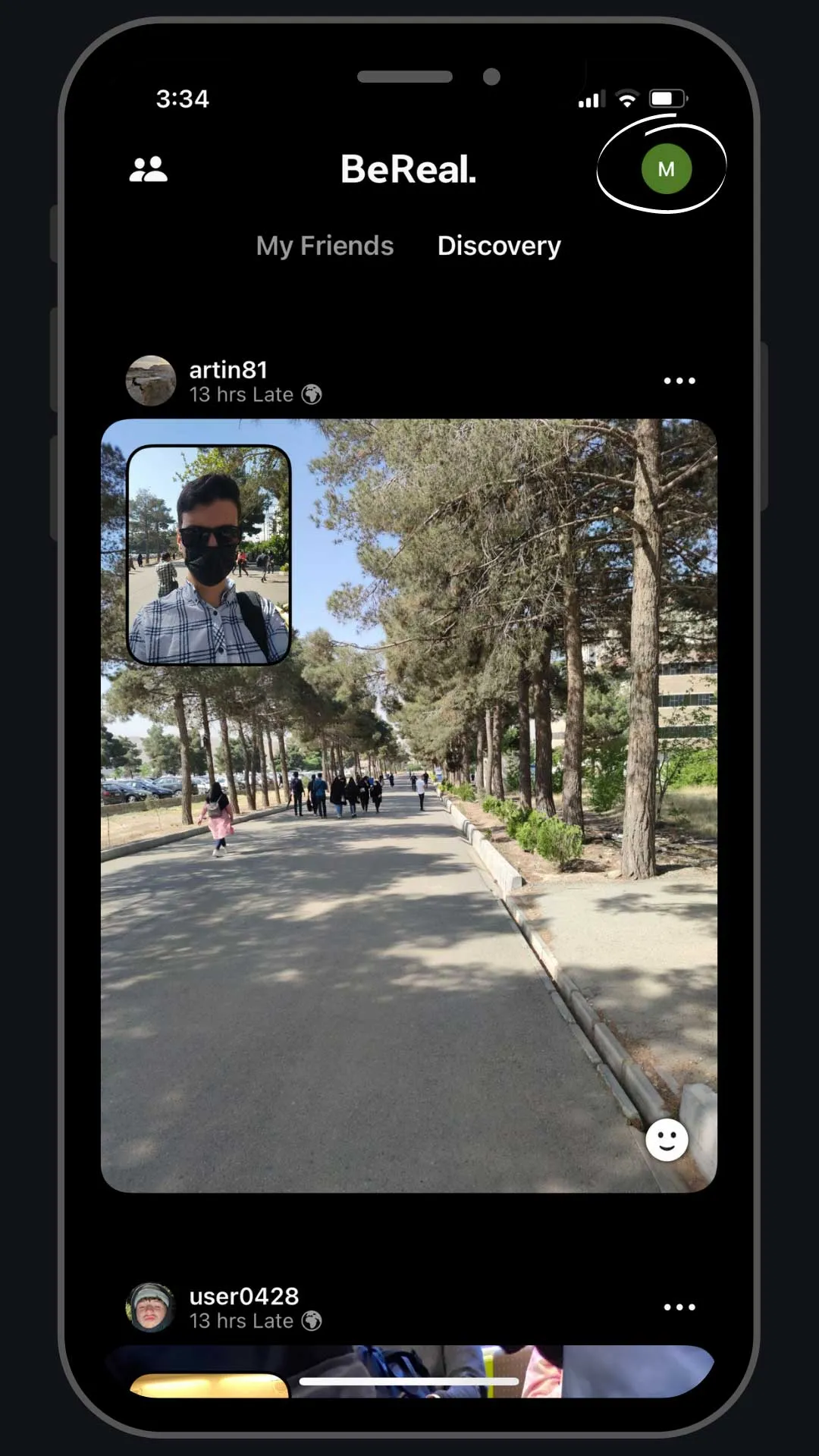 BeReal friends and Discovery feed screens