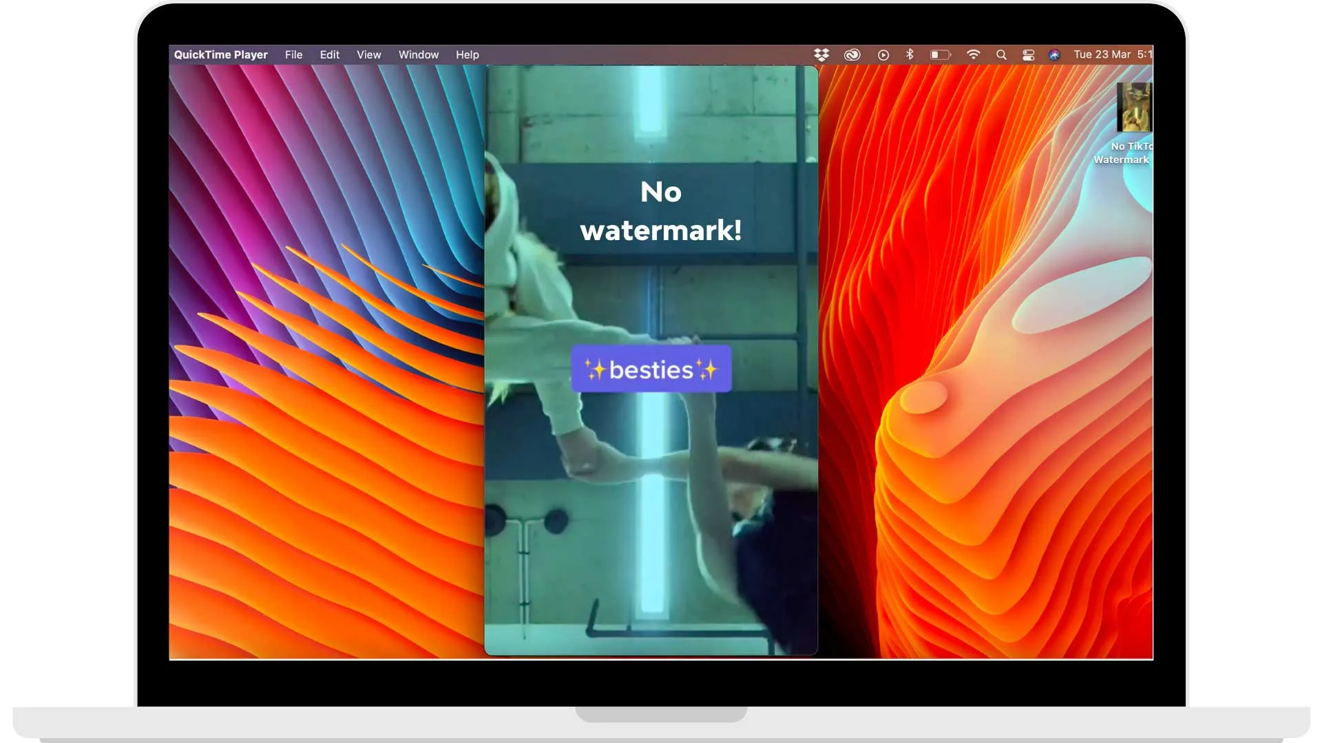 Watermark-free video downloaded to desktop via SnapTik