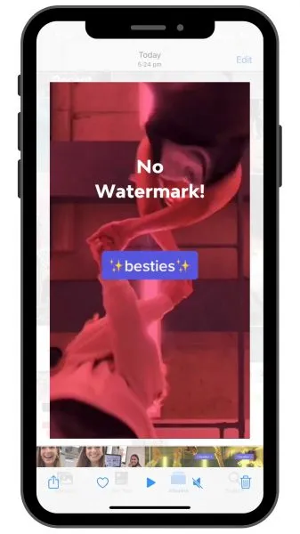 Watermark-free TikTok saved to the iPhone Photos library