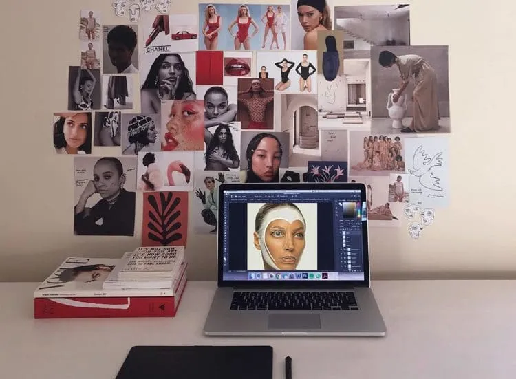 moodboard and laptop