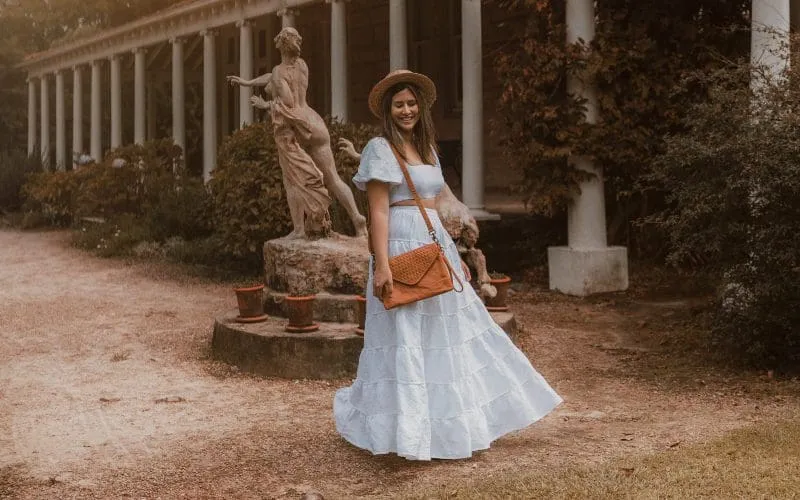 woman in white dress in garden