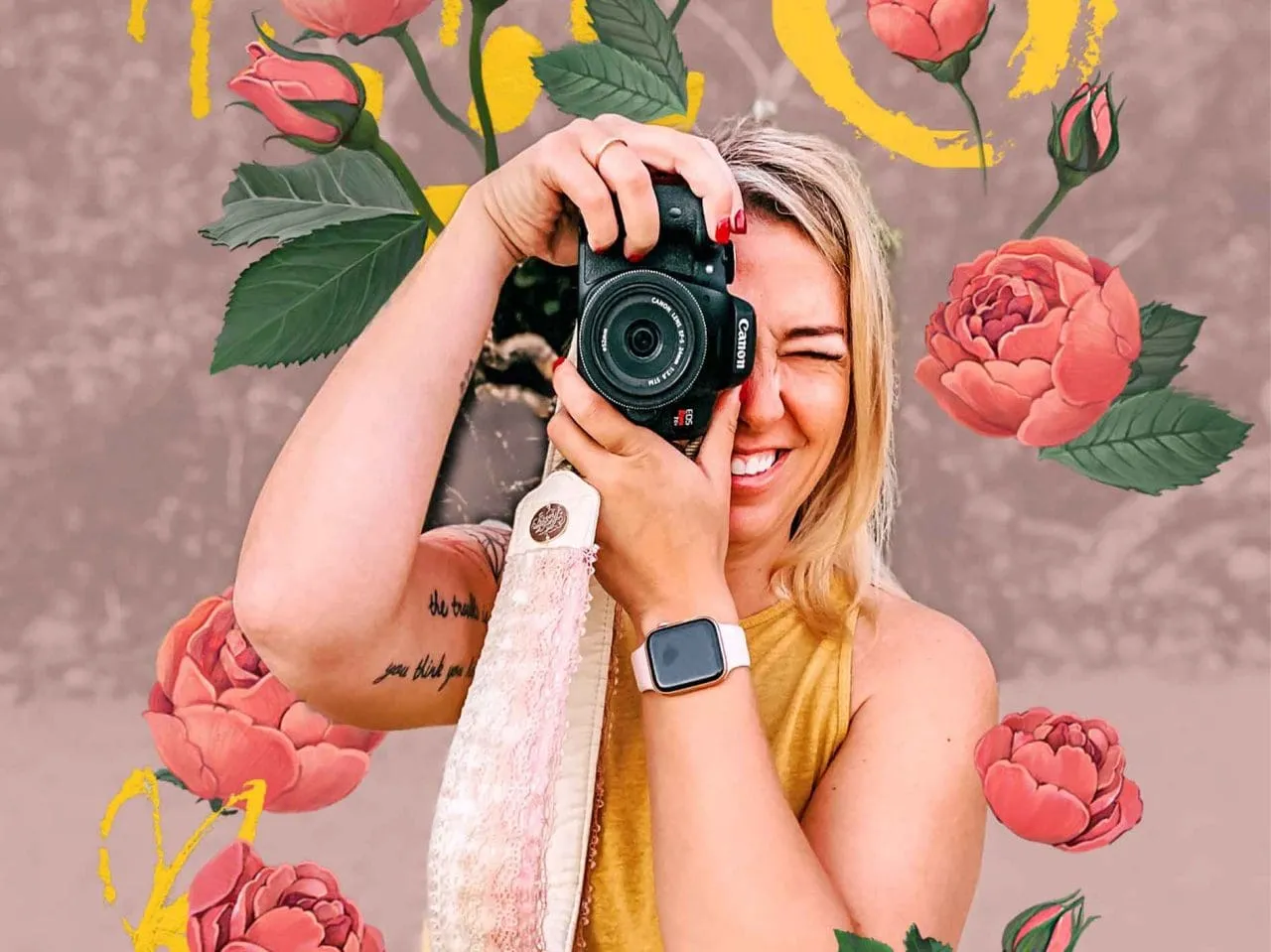 woman with camera to eye