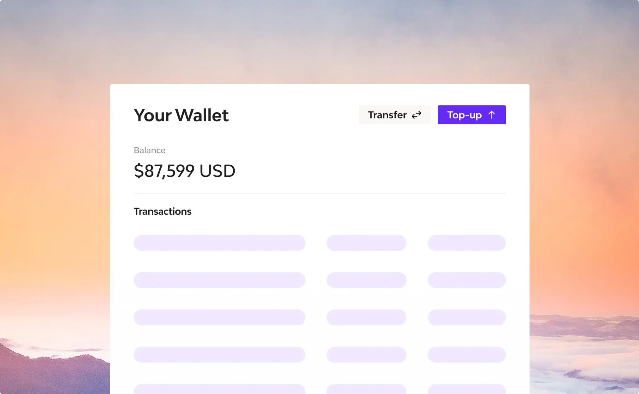 vamp digital wallet platform user interface