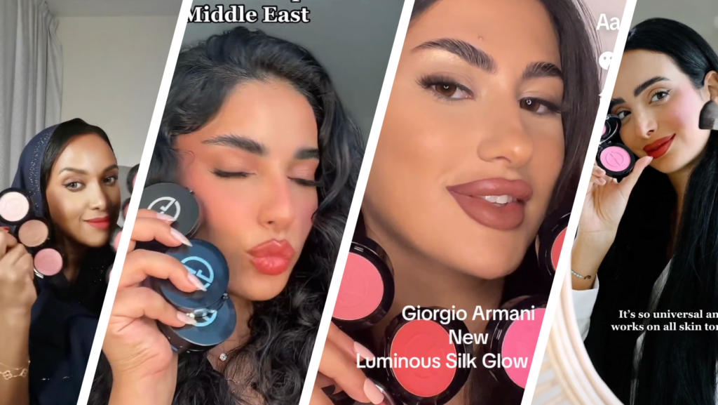 collage of armani beauty creator content