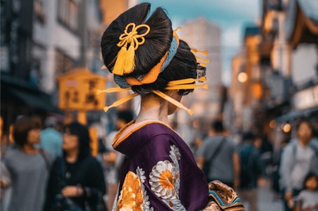 Japanese woman wearing traditional clothing
