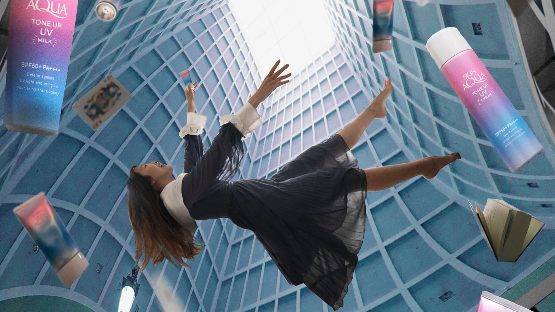 woman falling in mid air blackivory @sunplay_sg