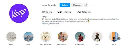 Vamp instagram bio example