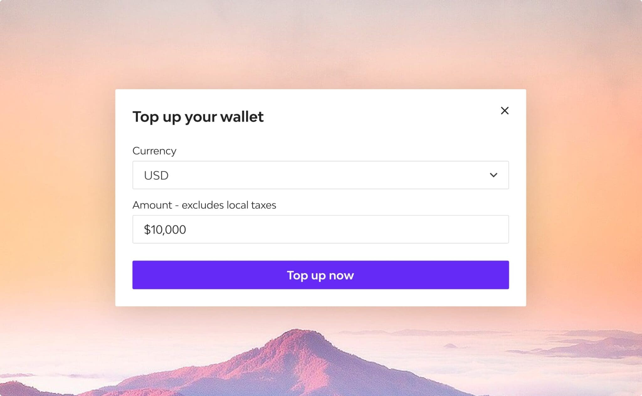 vamp digital wallet top-up platform user interface