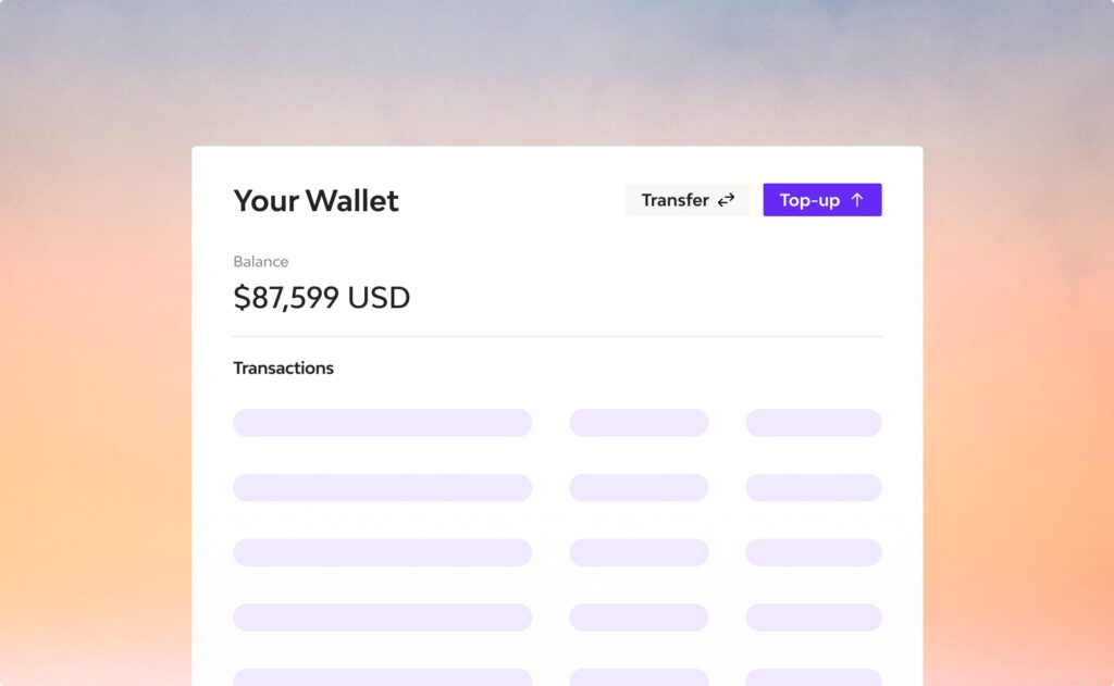 vamp digital wallet platform user interface