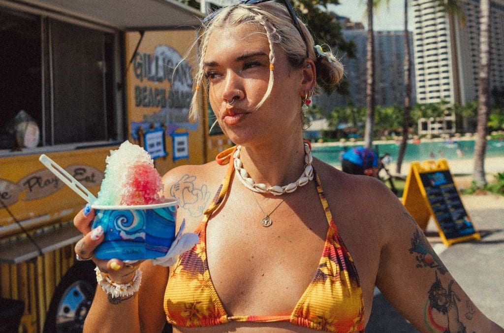 woman holding slushy ice cream