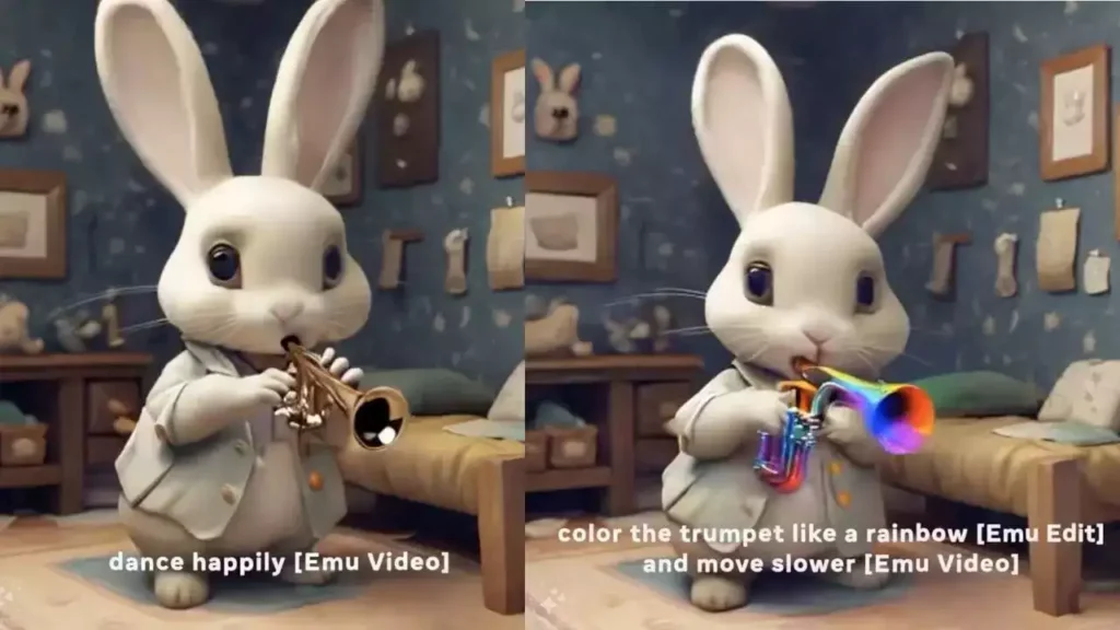 emu video screenshot with AI bunny