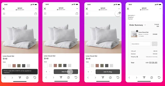 instagram ads with promo codes screenshot