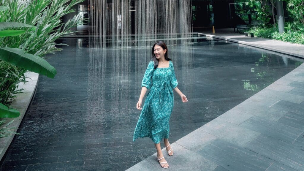 woman standing in front of pool - blushblushtomato for Smthgood