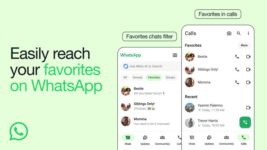 whatsapp favourites tab